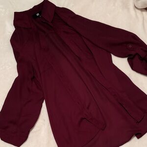 Burgundy Button-Up Blouse